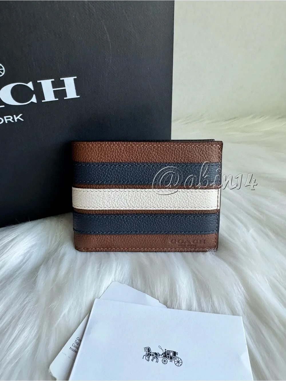 NWT Coach Slim Billfold Leather Wallet Saddle Color